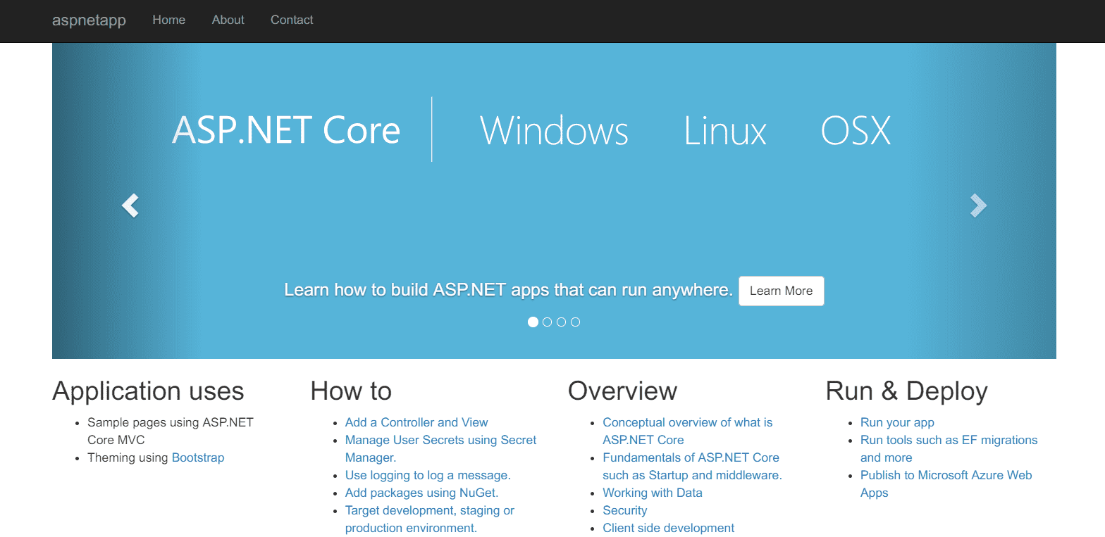 The final .NET Core application